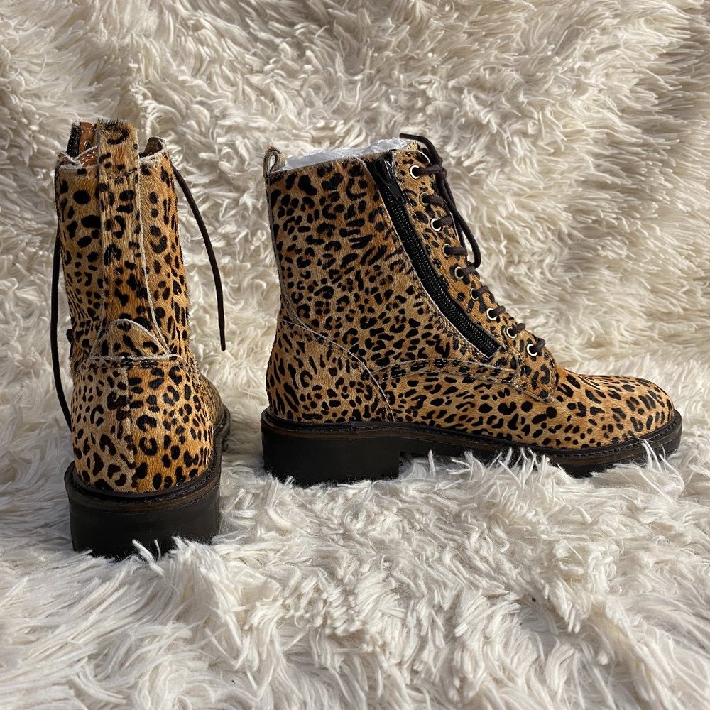 Lucky Brand Cheetah Combat Boots Size 6.5